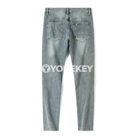 Erkekler üçin gönü kesimli denim jeans balaklar, gündelik stil