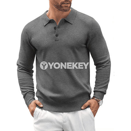 Erkekler üçin ýyly polo switer, uzyn ýeňli, düwmeli klassiki