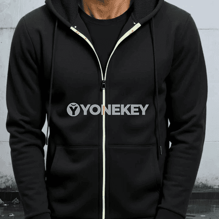 Erkekler üçin kapýuşonly ýyly sweatshirt-kurtka, jübili we zipli