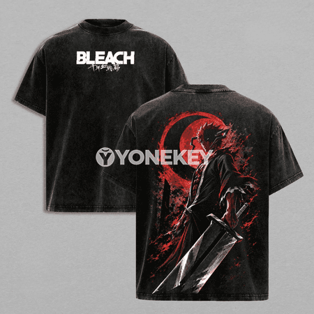 BLEACH anime erkek futbolka, vintage stilli 100% pagta, giň kesim tee