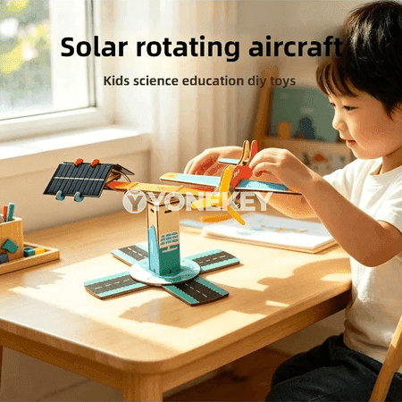 Gün energiýasy bilen aýlanýan uçar modeli, çagalar üçin DIY okuw oýunjagy
