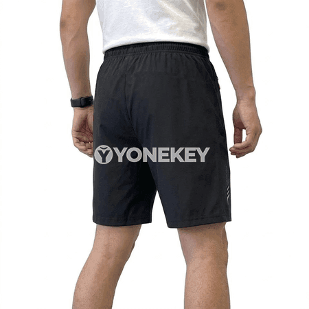 Erkekler üçin tomus sport şortigi, ýeňil, giň kesimli, rezin guşakly