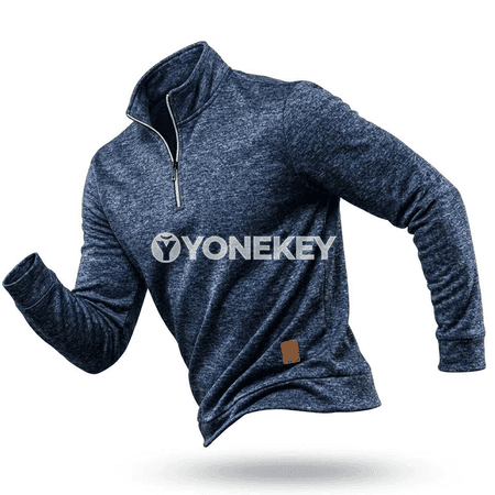 Erkekler üçin ýeňil ýarym zipli ýyly sweatshirt, gyş üçin