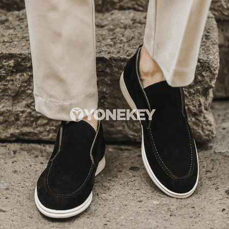 Erkekler üçin rahat slip-on loafer köwüşler, şuede görnüşli gündelik aýakgaplar