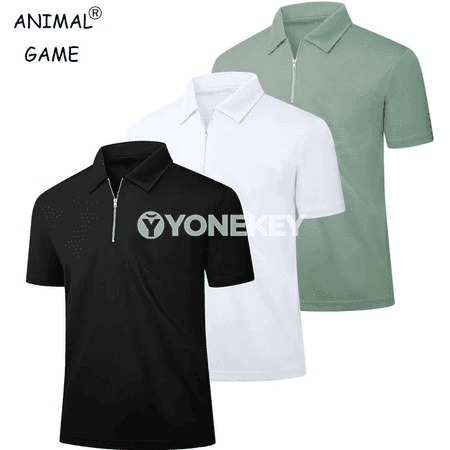 Erkekler üçin ýeňil, dem alýan polo futbolka, gysga ýeňli