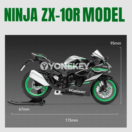 KAWASAKI Ninja ZX-10R 1:12 metal motosikl modeli, sesli-çyraly