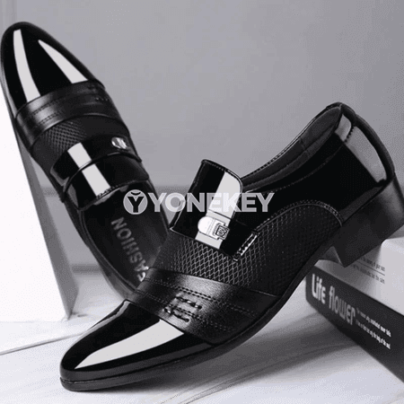 Erkekler üçin klassik ofis aýakgaplary, slip-on, giň ölçeg