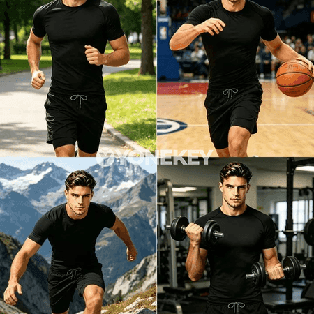 Erkekler üçin 2-in-1 sport toplumy, ýeňil we amatly tälim eşigi