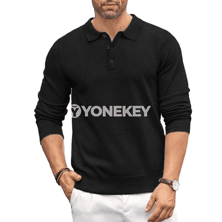 Erkekler üçin ýyly polo switer, düwmejikli, gündelik stil
