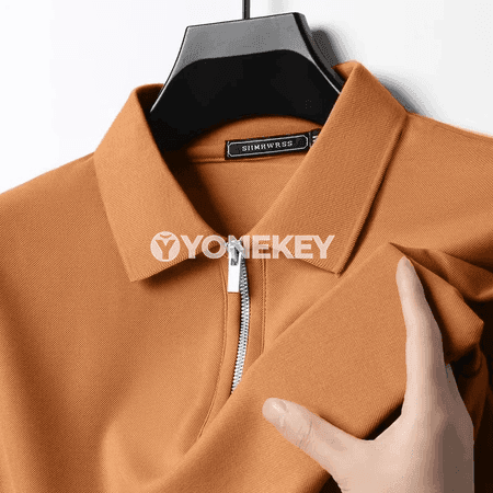 Erkekler üçin ýeňil ýazky zip polo futbolka, dar kesim, dürli reňkler