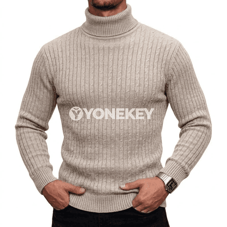 Erkekler üçin balakly boýunly ýyly örülen switer