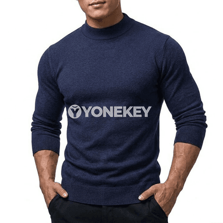 Erkekler üçin güýz köýnegi, boýnu ýokary, uzyn ýeňli, ýyly pullover