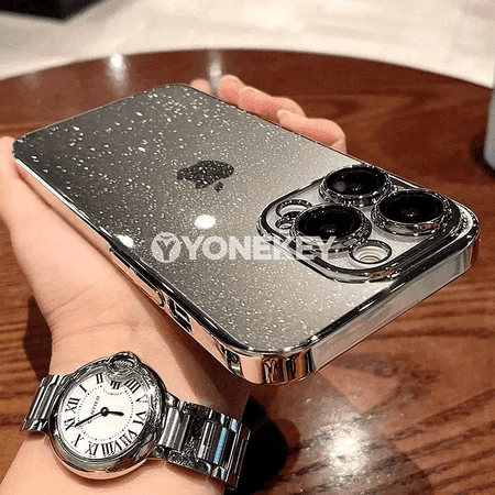 iPhone üçin açyk glitterli gorag gaby, güýçli ýeňil bumper