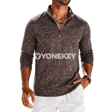 Erkekler üçin kwartal zipli ýeňil sweatshirt, uzyn ýeňli gündelik köýnek