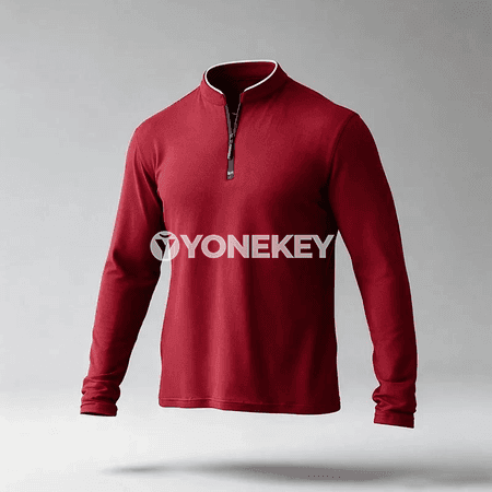 Erkekler üçin mandarin ýakaly ýarym zip uzyn ýeňli polo köýnek