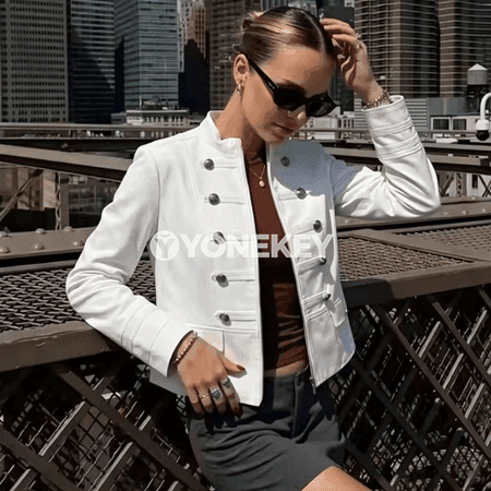 Zenanlar üçin güýz-ýaz ýeňil blazer kurtka, döwrebap stil