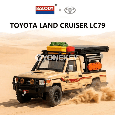 Toyota Land Cruiser LC79 1:32 metal oýunjak awtoulag, ak we sary