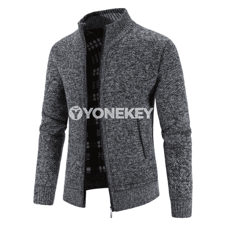 Erkekler üçin ýyly fleece penjek, fermuarly kardigan, güýz-gyş üçin amatly