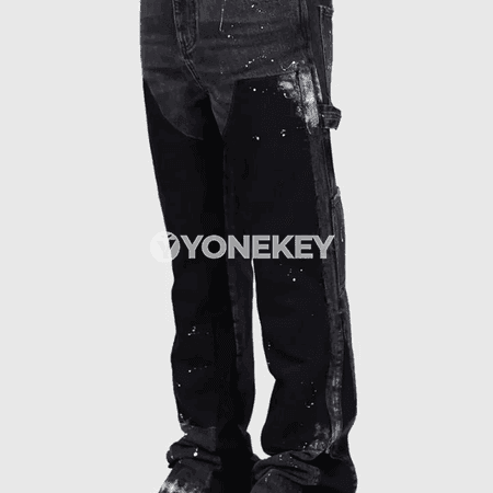 Erkekleriň ýuwulan denim jeansleri, dar aýakly we gündelik stil