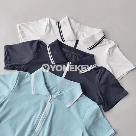Aýallar üçin 2 bölek sport toplumy, polo stilindäki streçli forma