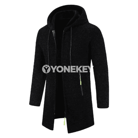 Erkekler üçin kapýuşonly ýyly sport sviteri, oversize, fermuarly
