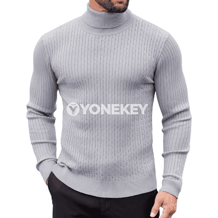 Erkekler üçin ýyly boz boýunly switer, slim görnüşli
