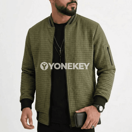 Erkekler üçin ýeňil kapýuşonly zipli güýzki jaket