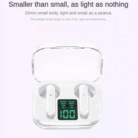 TWS T6 simsiz Bluetooth naýşnikler, LED görkeziji, mikrofonly