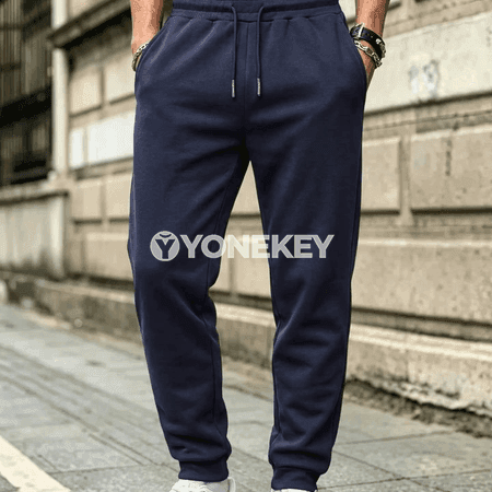 Erkekler üçin ýyly jogger sport balaklary, jübili, keşde ýüplü