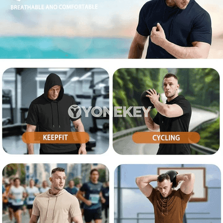 Erkekler üçin tomus hoodly sport futbolka, ýeňil we rahat