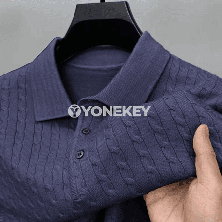 Erkekler üçin düwmejikli ýyly trigota switer, güýz-gyş üçin