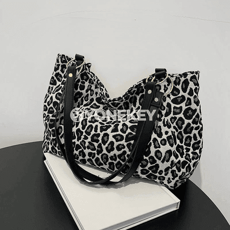 Zenanlar üçin leopardly uly kapasally tote sumka, gündelik we syýahat üçin