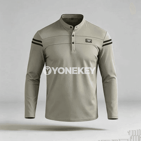 Erkekler üçin beýik boýunly uzyn ýeňli polo futbolka