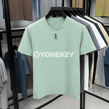 Erkekler üçin gündelik Henley boýunly ýumşak futbolka