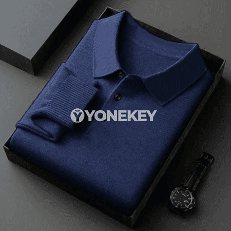 Erkekler üçin ýyly triko polo kardigan, güýz-gyş