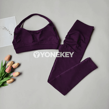 Zenanlar üçin 2 bölek yoga toplumy: sport bra we leggins