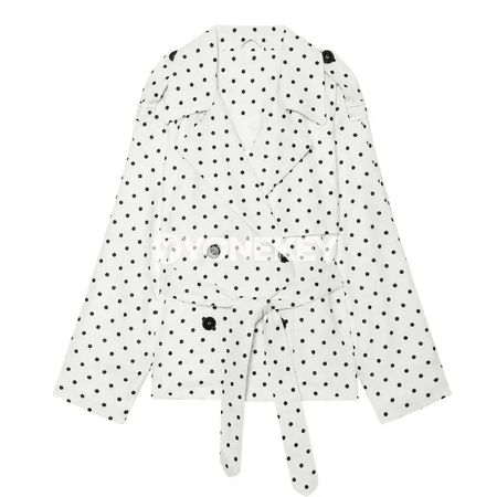 Zenanlar üçin ýeňil, nusgaly nokatly uzyn ýeňli trenç jaket