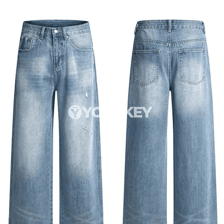 Erkekler üçin giň kesimli gündelik jeans jalbar