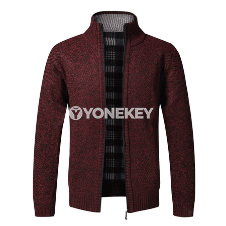 Erkekler üçin ýyly fleece fermuarly kardigan penjek