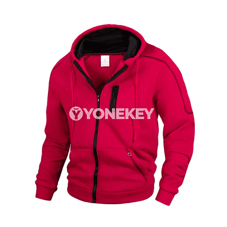 Erkekler üçin kapşonly ýaz-güýz fermuarly jaket