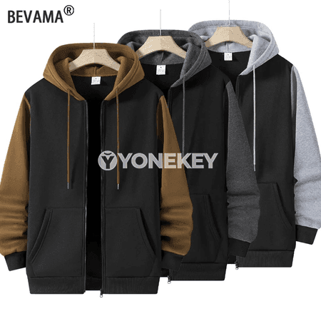 Erkek zipli hoodie, ýyly we giň kesim, güýz-ýaz üçin
