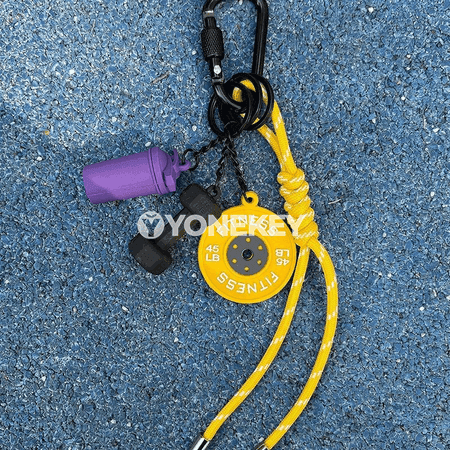 Fitnes stili açarbrelok, elde ýasalan örülen şnurly sumka bezegi