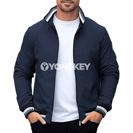 Erkekler üçin ýeňil, fermuarly gündelik penjek, sport görnüşli