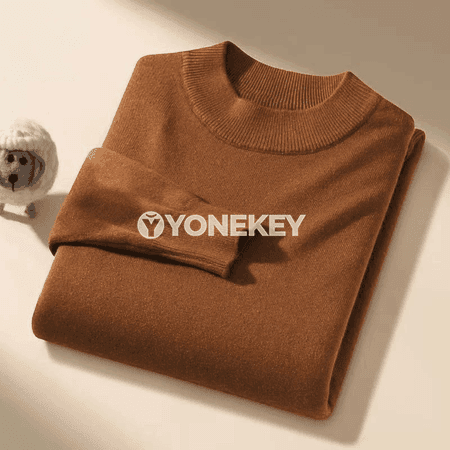 Erkekler üçin ýyly trikotaž sviter, ýokary boýunly, gündelik stil