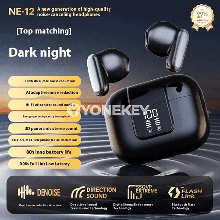 Bluetooth 5.3 TWS simsiz nauşnikler, ENC, displeýli