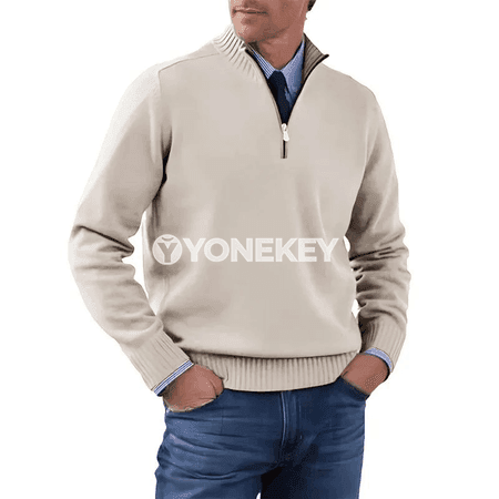 Erkekler üçin ýyly fermuarly polo switer, güýz-gyş üçin
