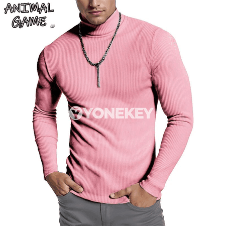 Erkekler üçin ýyly zolakly switer, ýokary boýunly rahat model