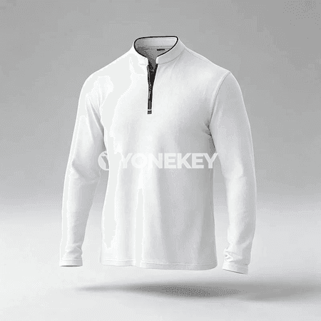 Erkekler üçin mandarin ýakaly ýarym zip uzyn ýeňli polo köýnek