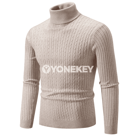 Erkekler üçin ýyly beýik ýakaly örme switer