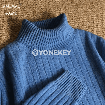 Erkekler üçin ýyly boýunguşly triko switer, rahat gündelik model